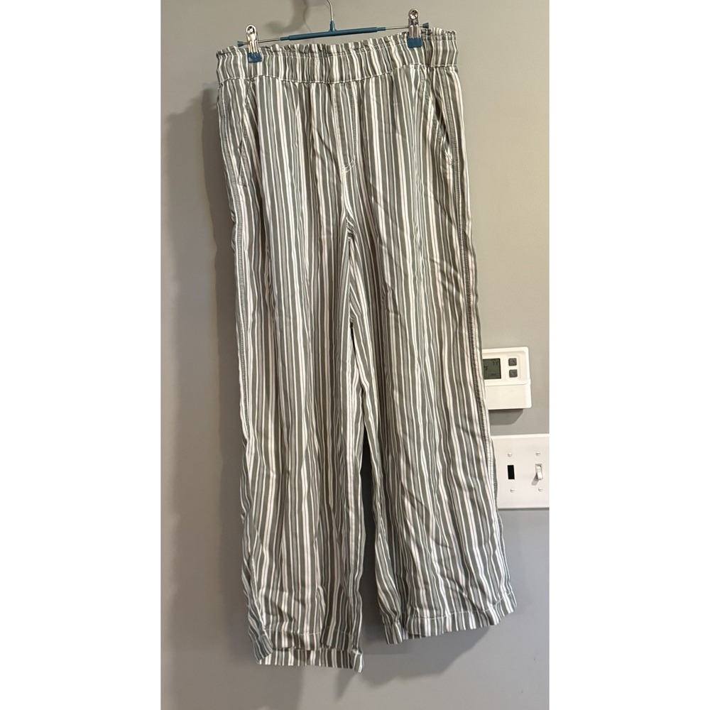Loft Pants Luxe Lyocell Striped Wide Leg Crop High Rise Womens Small